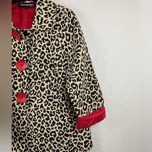 Women’s Painted Pony Leopard Print Swing Coat Size Medium - Picture 6 of 11